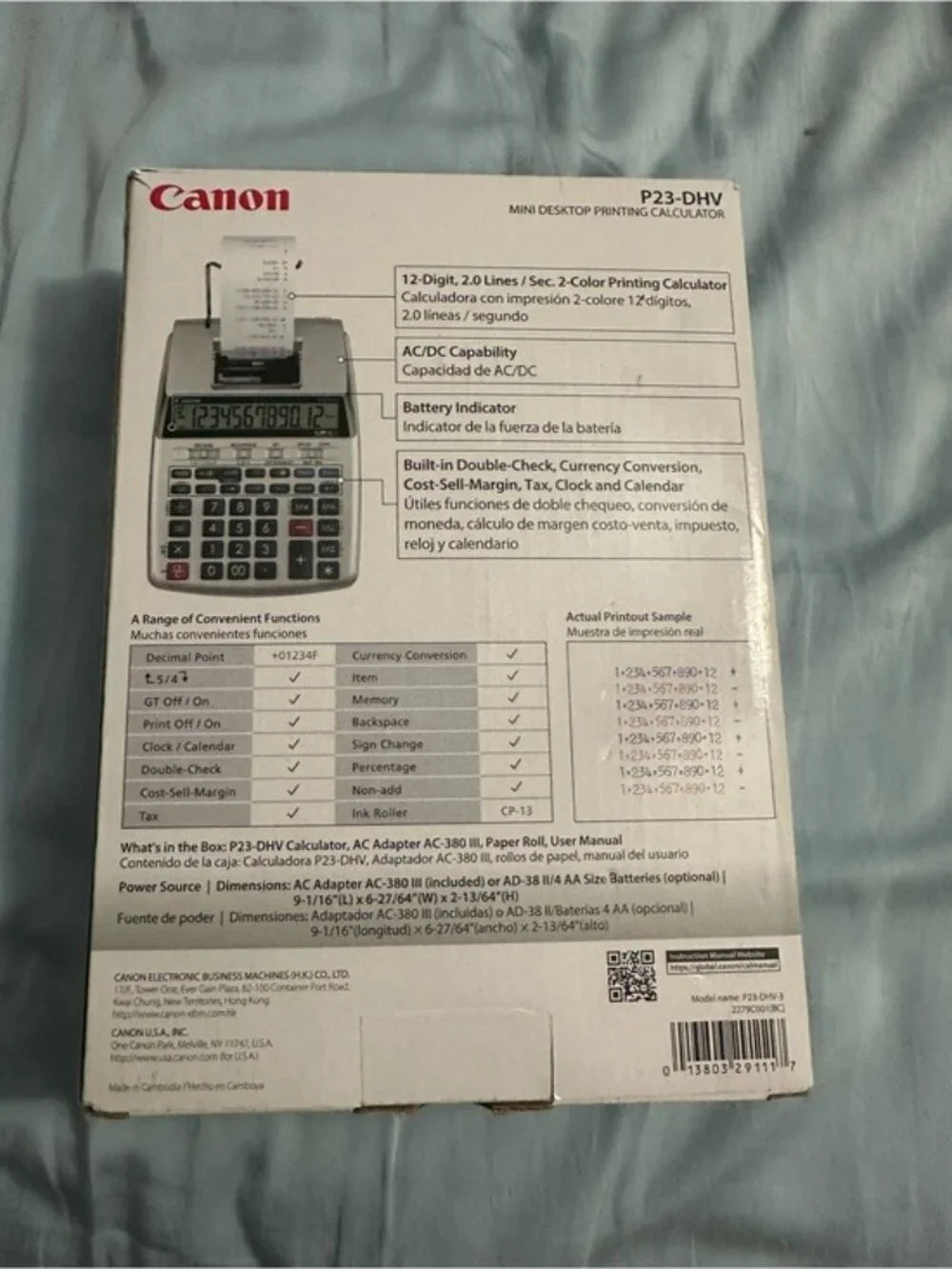 Canon P23-DHV Printing Calculator 12-Digit Desktop Tax Business Calculator w/Box